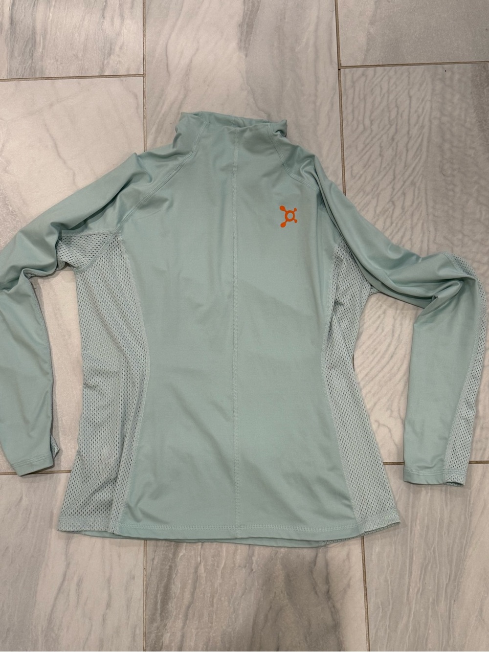 Orangetheory Light Teal Athletic Top with Pale Pink Logo